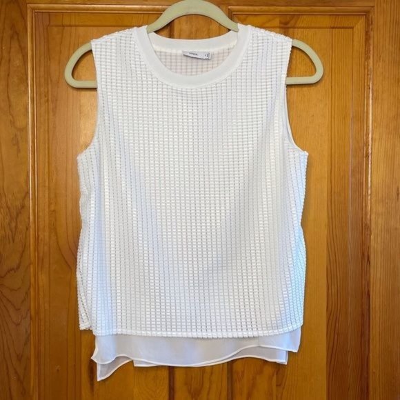 Vince Tops - Vince Silk Mesh Overlay Top